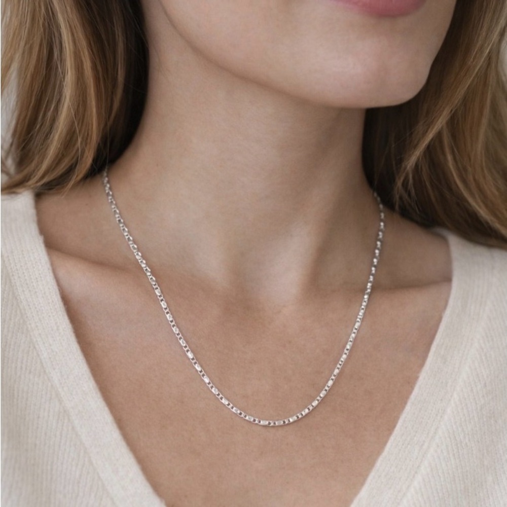 Silver Plated Stainless Steel Box Chain Necklace